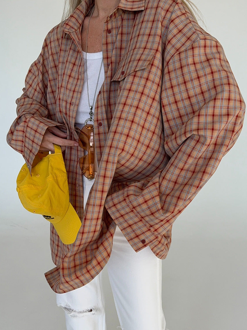 Fenna oversized rutete skjorte