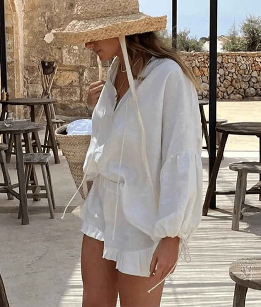 Luna Long Sleeve Ruffle Shorts Set