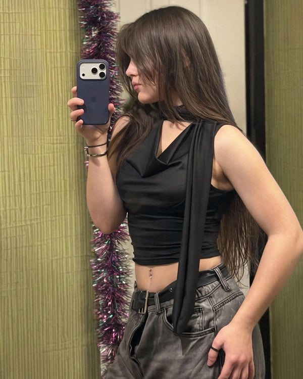 Lydia Neck Tie Up Sleeveless Top