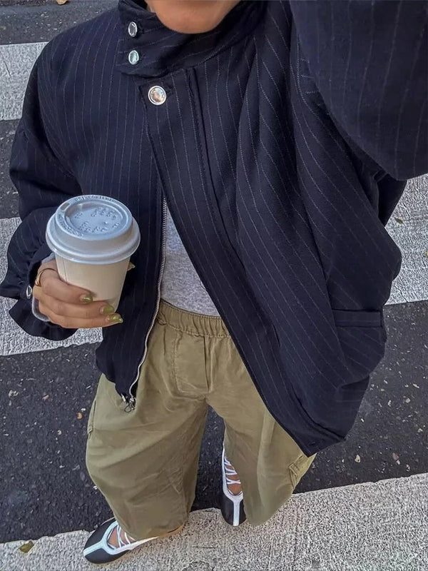 Magnolia Pinstripe Bomber Jacket