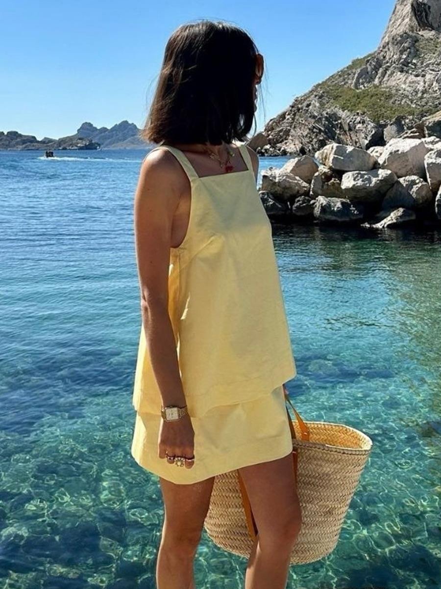 Maria sitrongult camisole- og skjørtsett