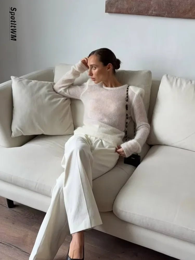 Maricar gjennomsiktig pullover med slim fit