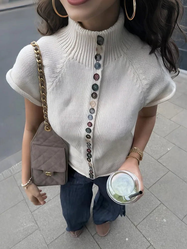 Nadia cardigan-topp i ribbestrikk