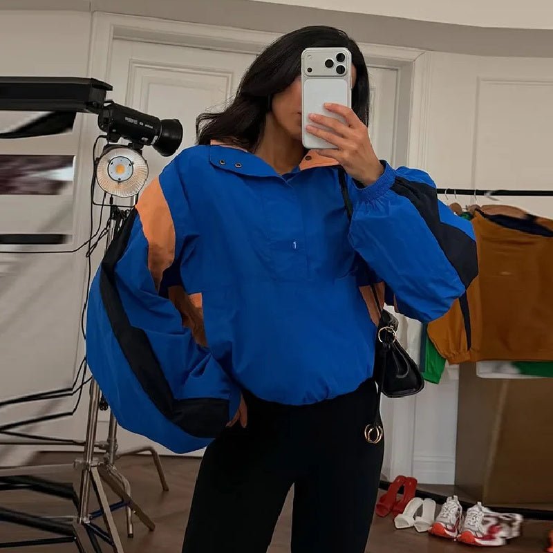 Nerea oversized kort jakke med fargeblokker