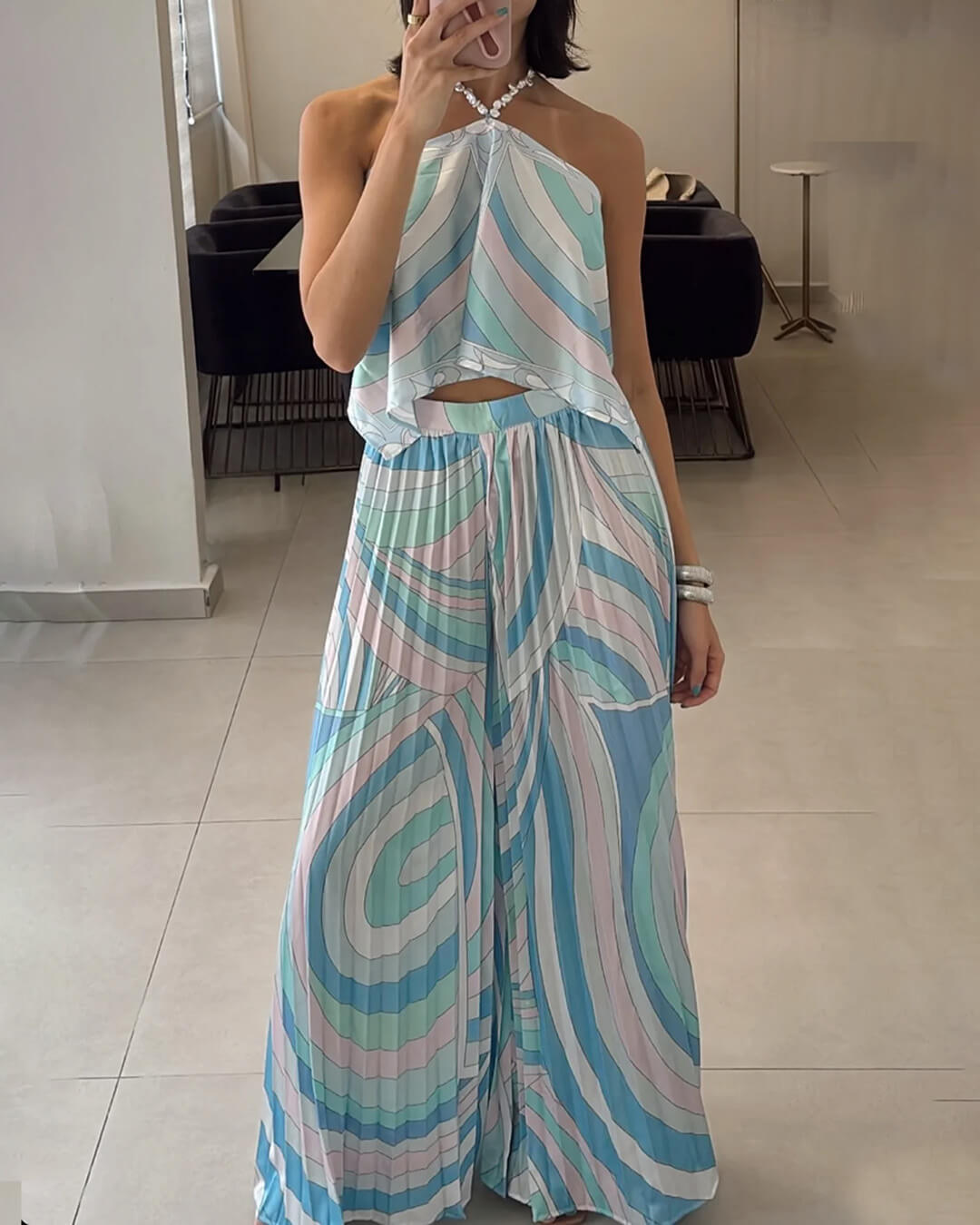 Nora Pleated Capri Pants Co-Ord Set