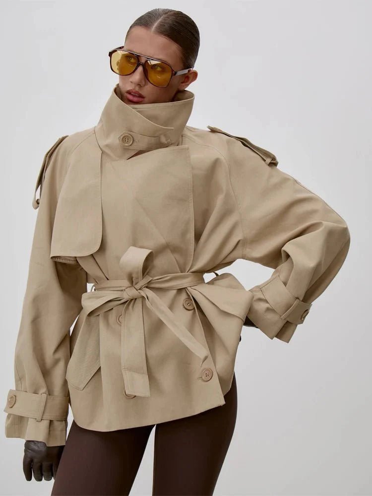Octavia trenchcoat med snøring og ståkrage