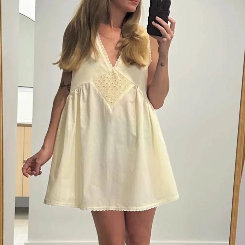 Olivia Lace Trim Boho Mini Dress