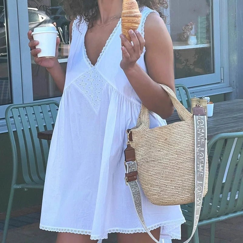 Olivia Lace Trim Boho Mini Dress