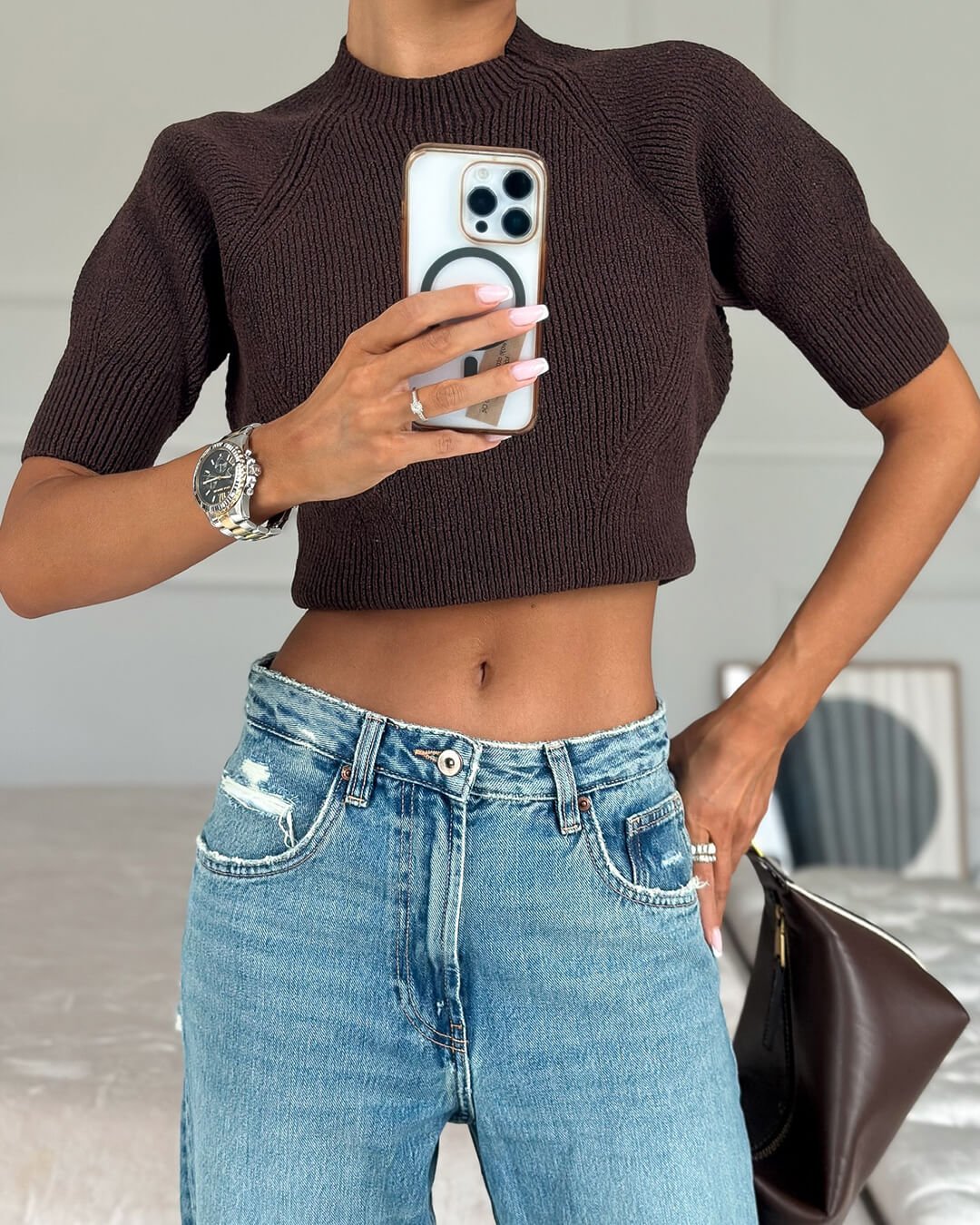Paloma sømløs strikket crop-topp