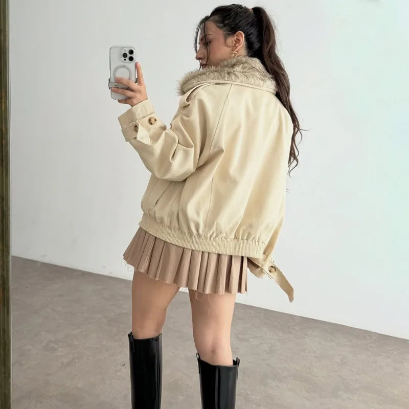 Oversized kåpe i plysj