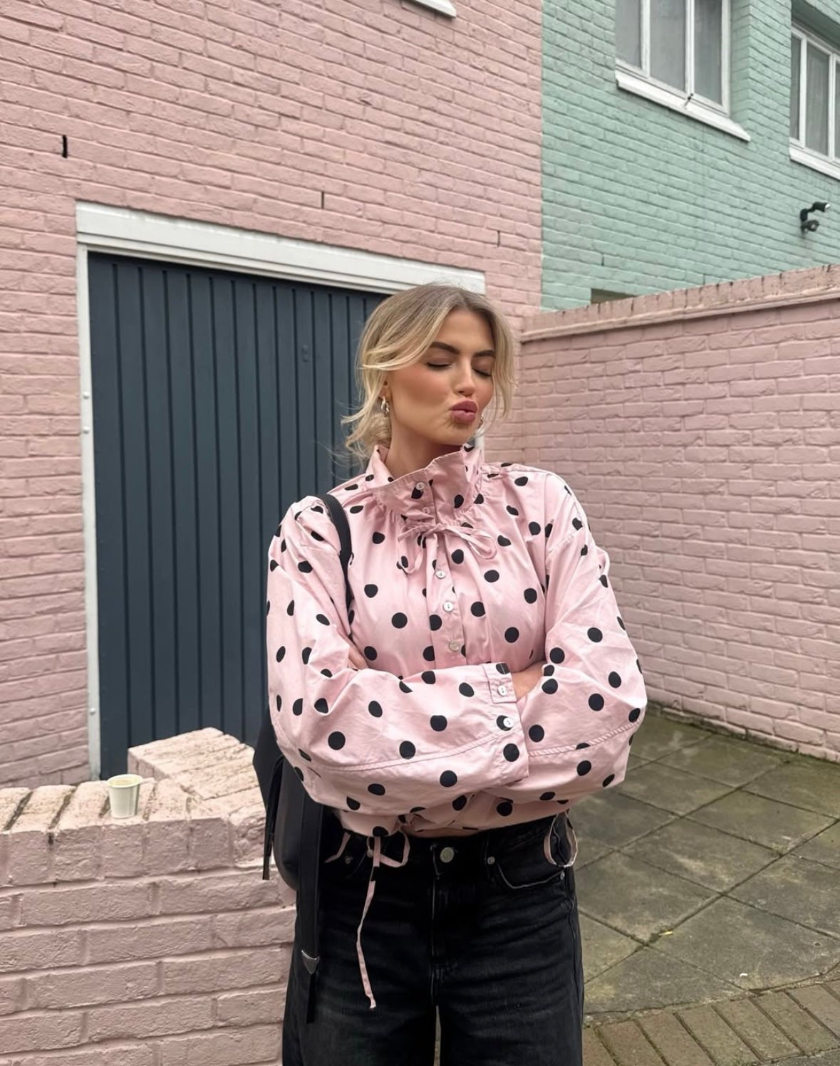 Presley jakke med prikkemønster og ballongermer