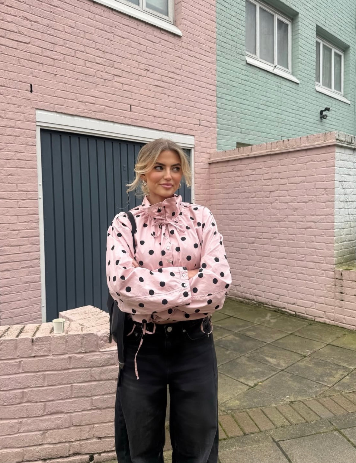 Presley jakke med prikkemønster og ballongermer
