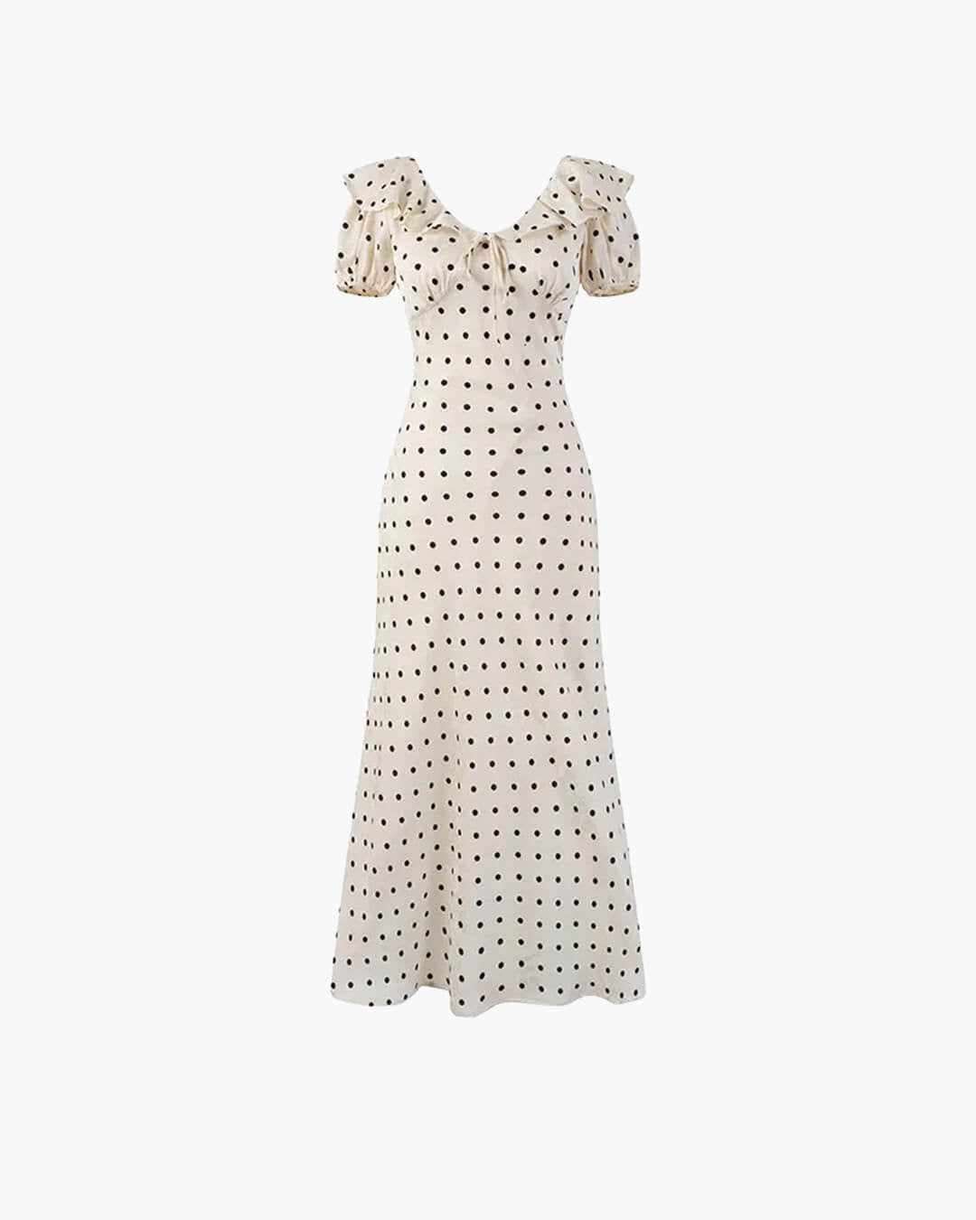 Rachel maxikjole med polkadotter og V-hals