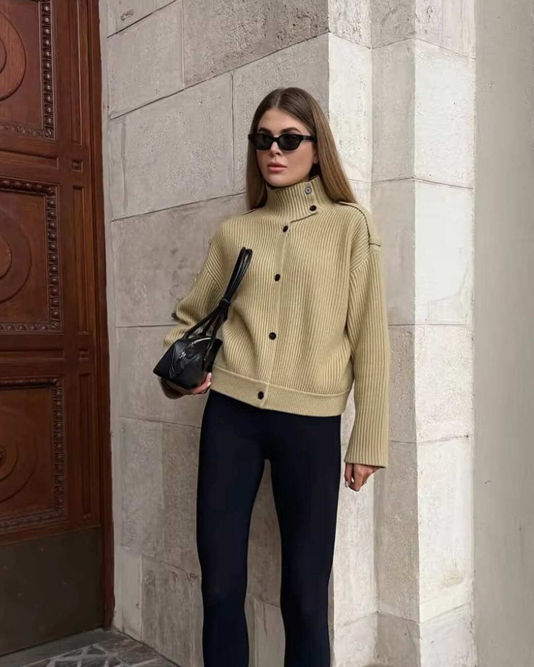 Sandra strikket cardigan med ståkrage