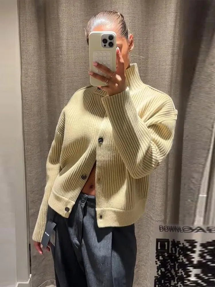 Sandra strikket cardigan med ståkrage