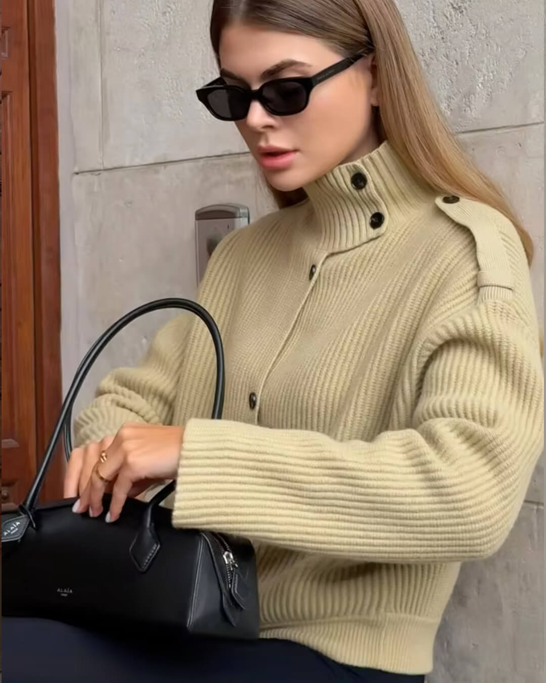 Sandra strikket cardigan med ståkrage