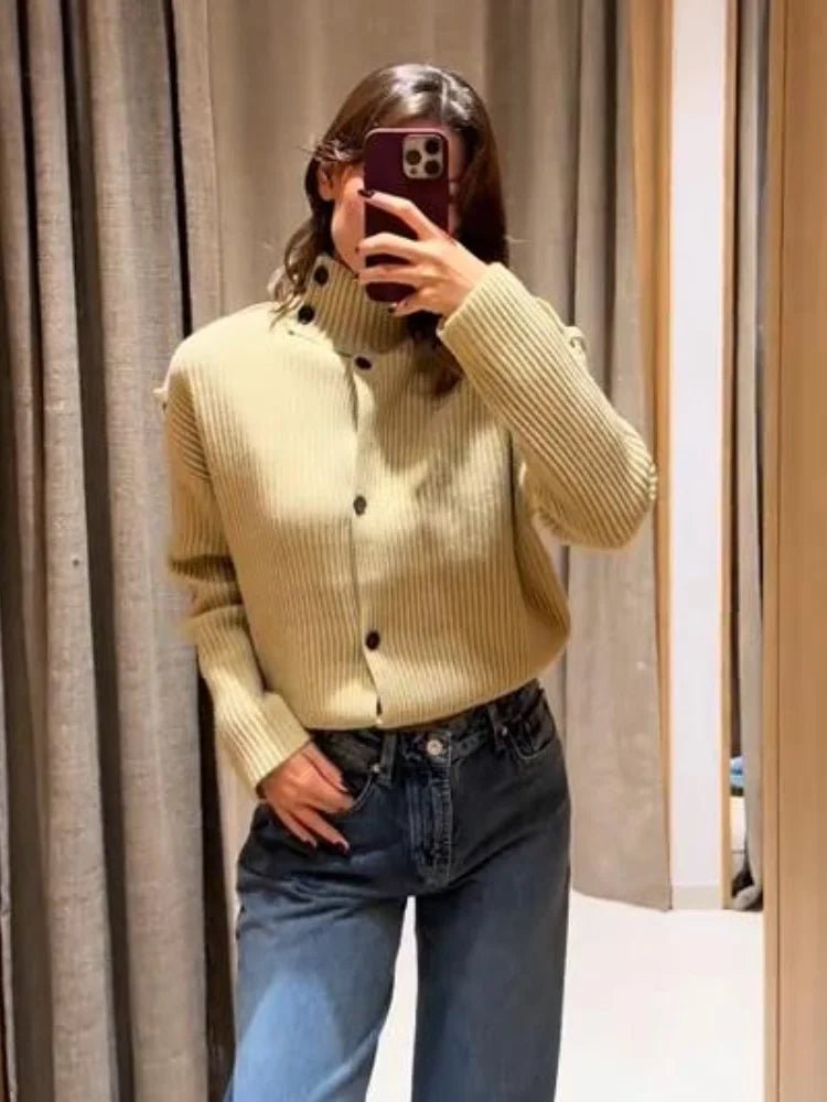 Sandra strikket cardigan med ståkrage