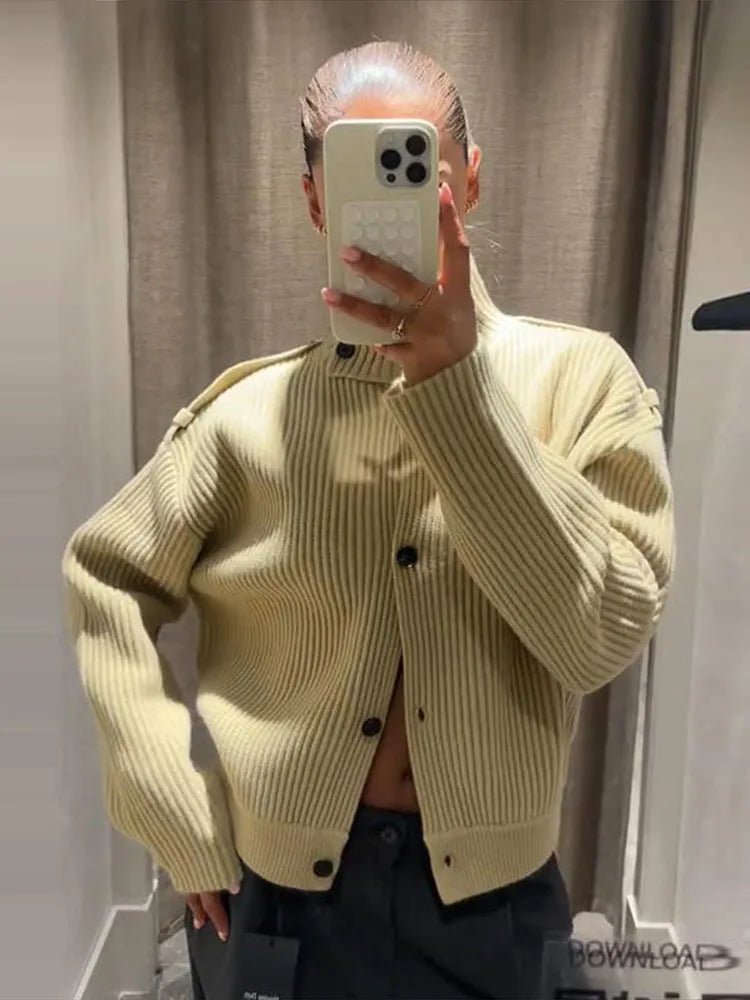 Sandra strikket cardigan med ståkrage