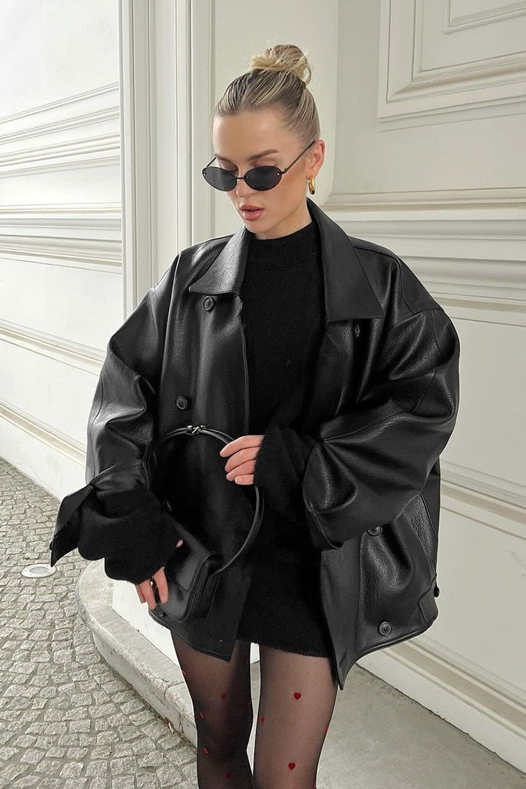 Sandra vintage, avslappet skinnkåpe
