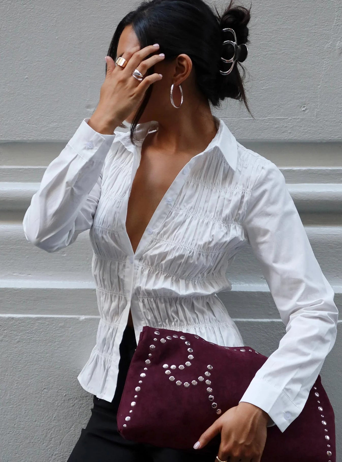 Sara Long Sleeve Ruched Top