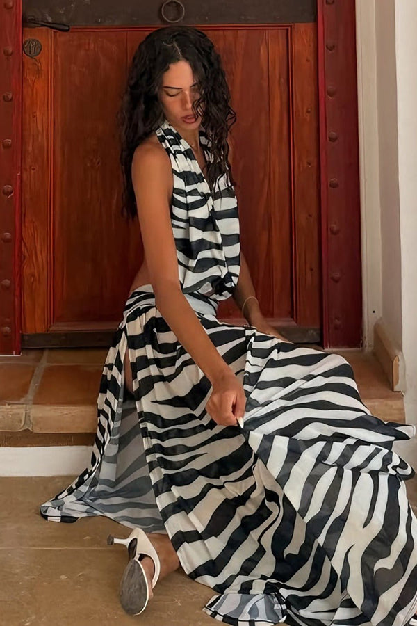 Sara Zebra Cutout Maxi Dress