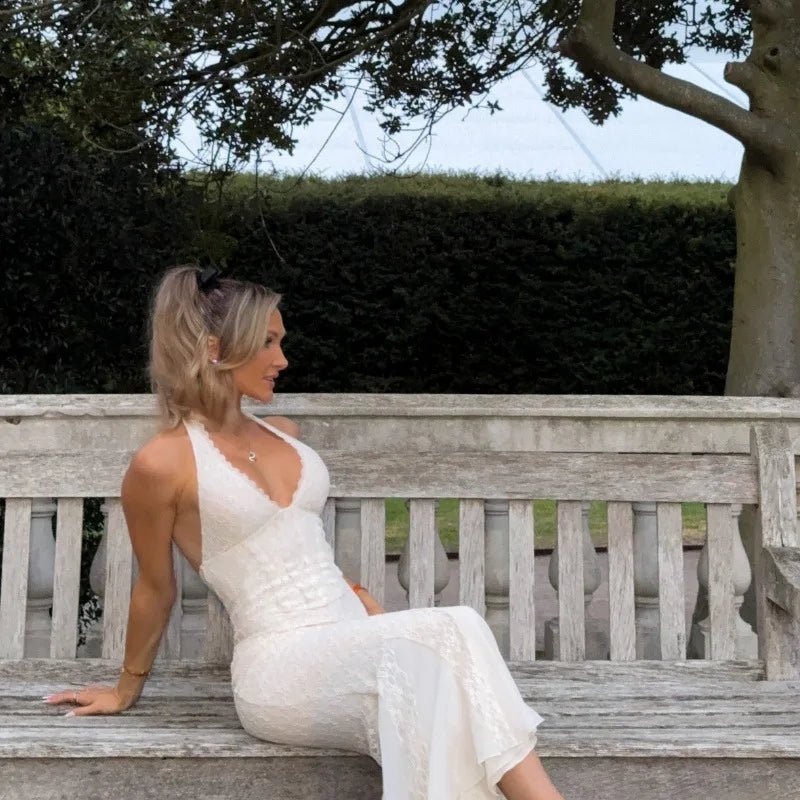 Sienna lang blondekjole med halterneck