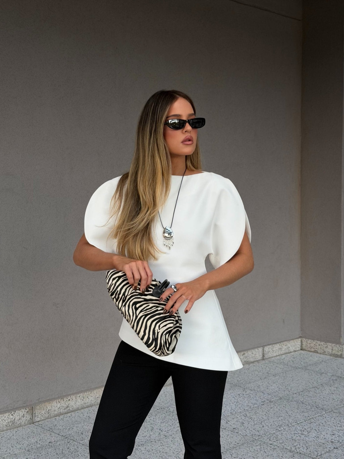 Sienna strikket topp med ballongermer