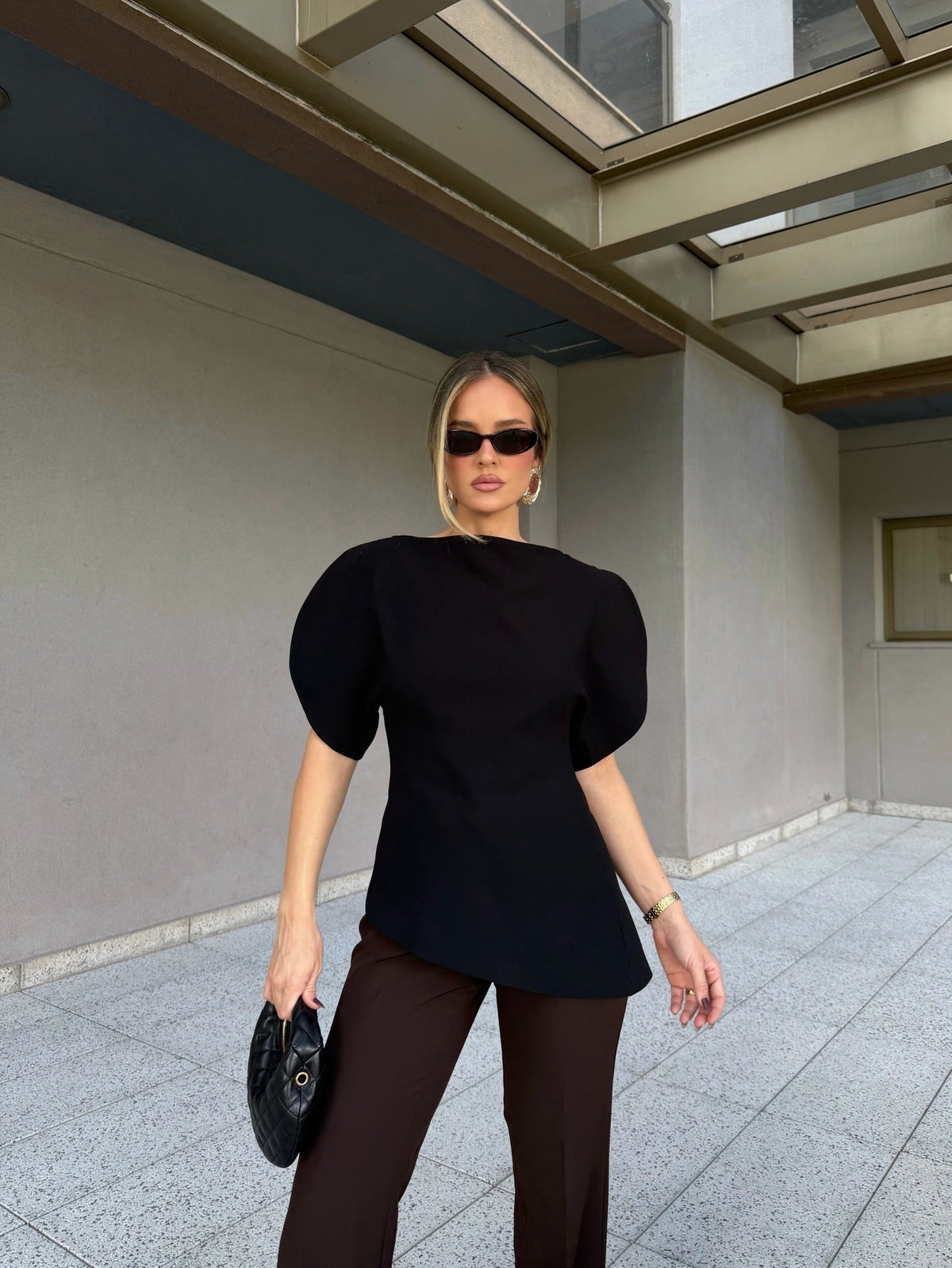 Sienna strikket topp med ballongermer