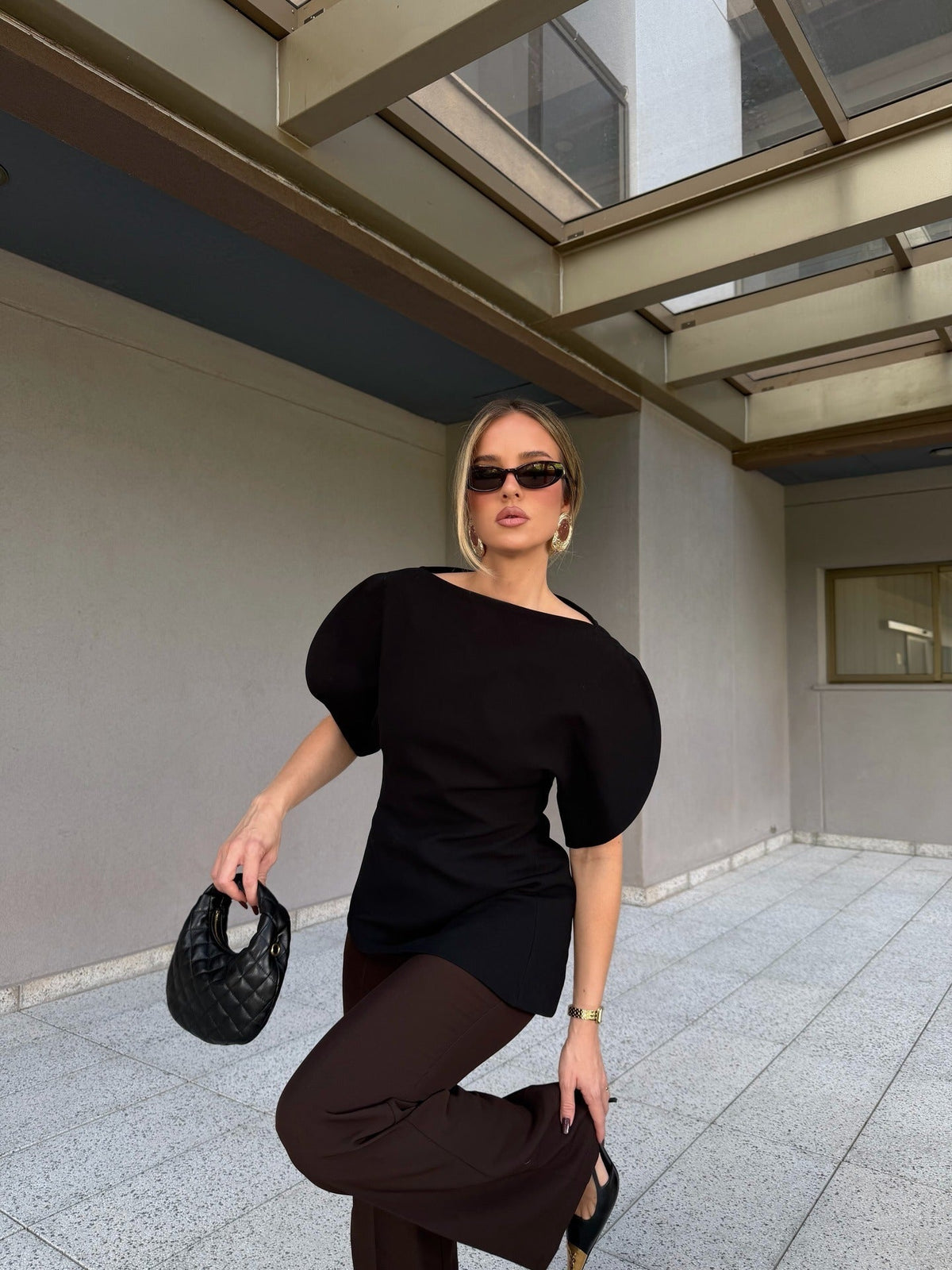 Sienna strikket topp med ballongermer