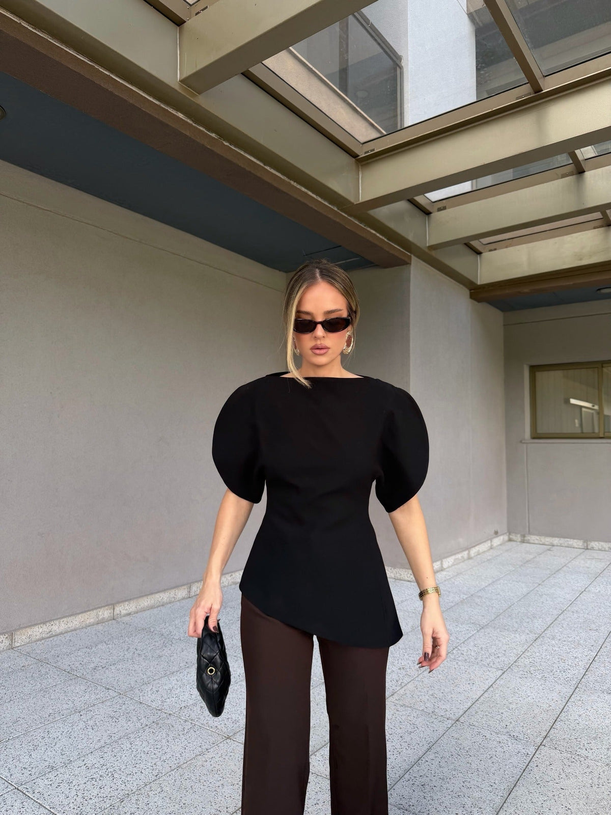 Sienna strikket topp med ballongermer