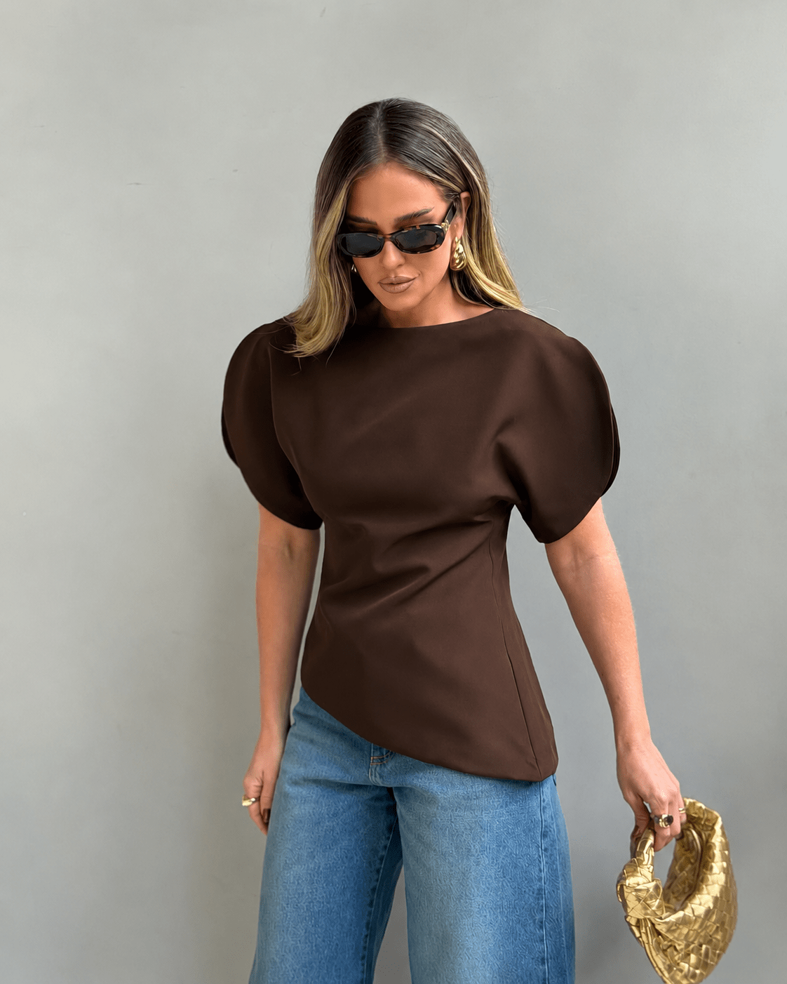 Sienna strikket topp med ballongermer