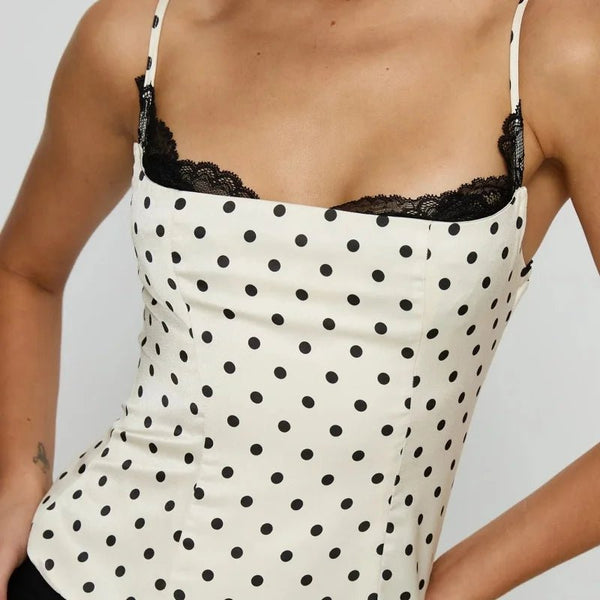 Sofia Polka Dot Lace Trim Camisole