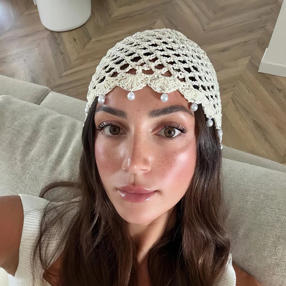 Sophia heklet beanie med hullmønster