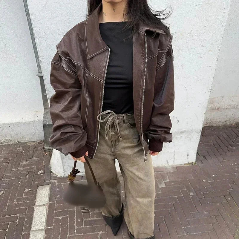 Sophia jakke med glidelås og jakkeslag