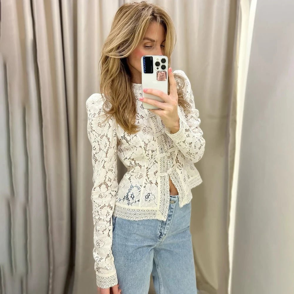 Suzan blondebluse med lange ermer