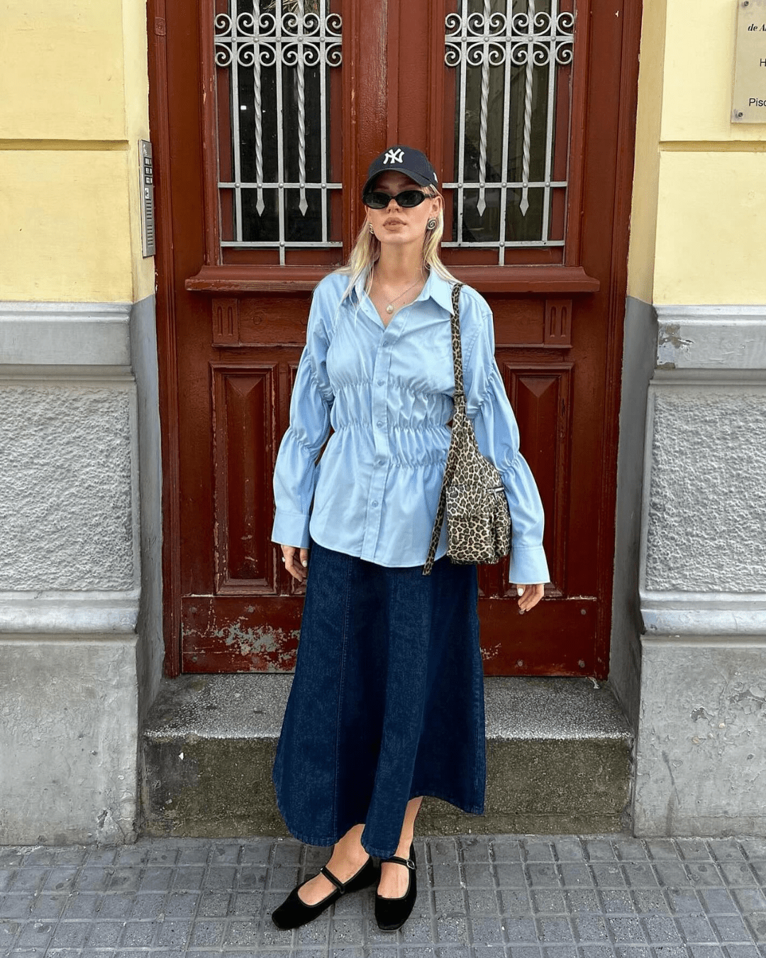 Suzette skjorte med lange ermer og rynkedetaljer