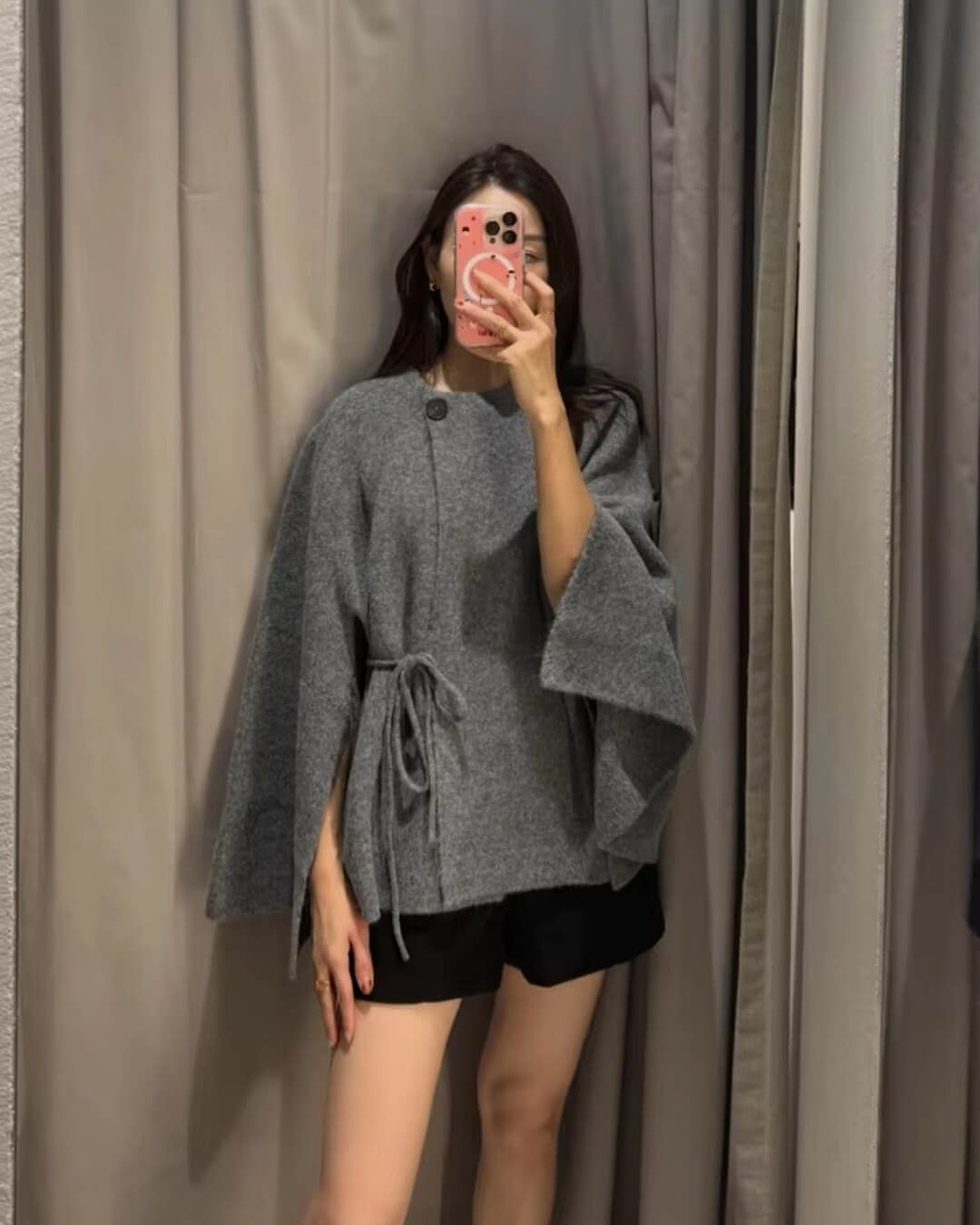 Suzette cardigan med splitt og flaggermusermer
