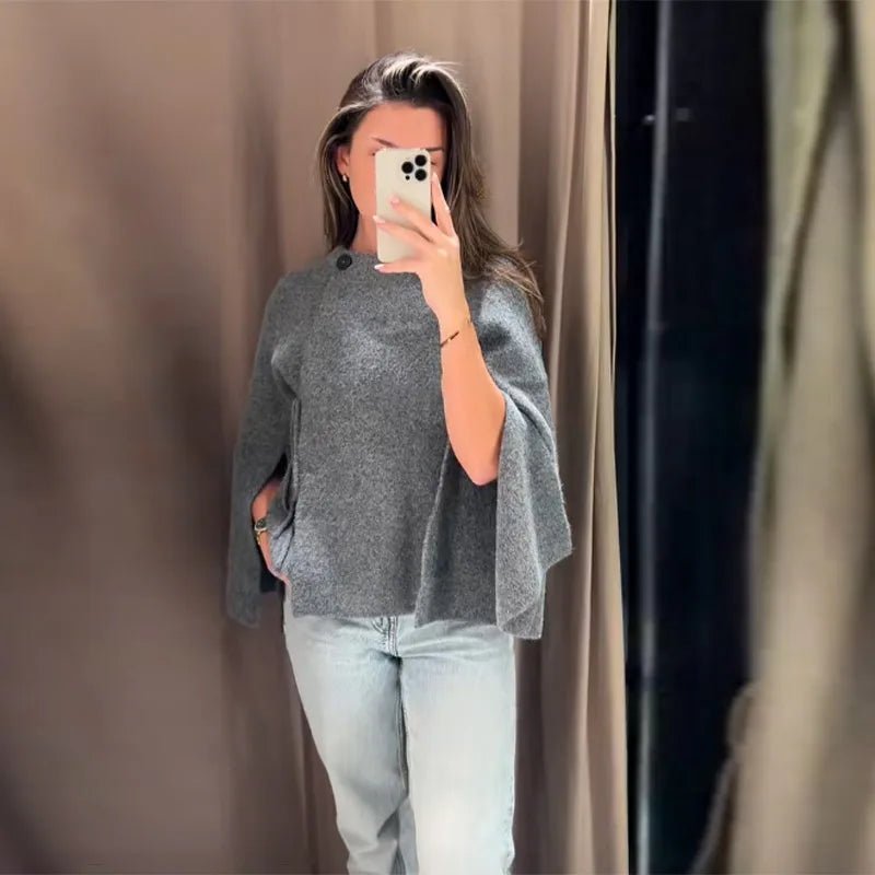Suzette cardigan med splitt og flaggermusermer