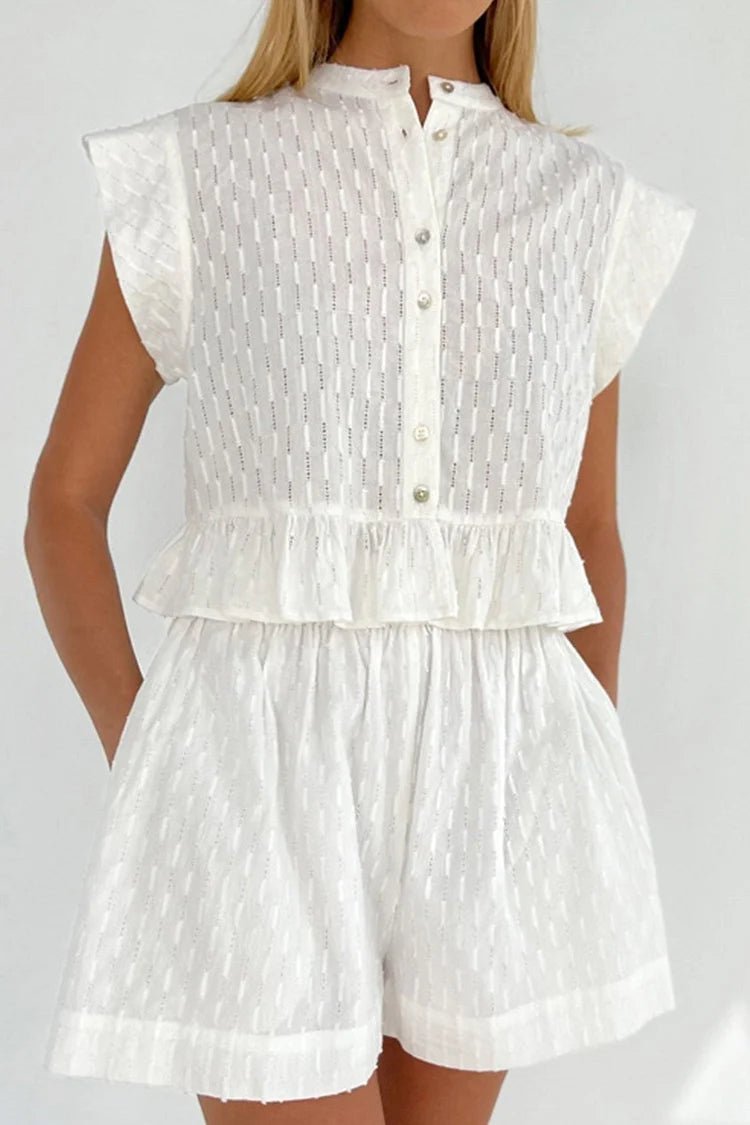 Tanya Ruffled Short Sleeve Shorts Set
