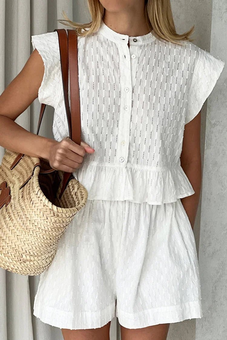Tanya Ruffled Short Sleeve Shorts Set