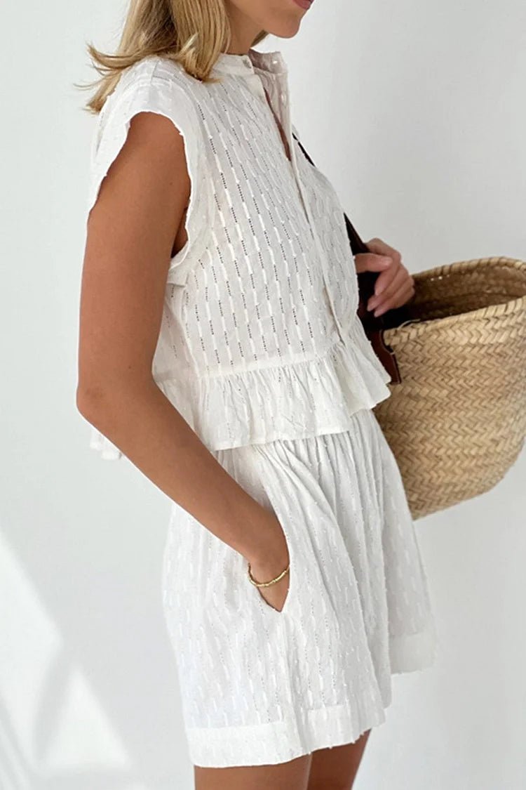 Tanya Ruffled Short Sleeve Shorts Set