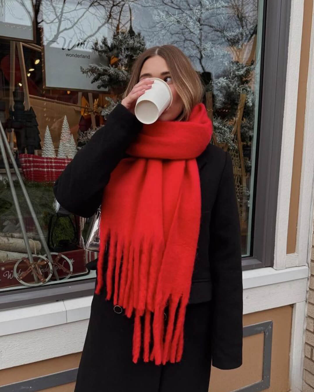 Tanya vinter skjerf med frynser