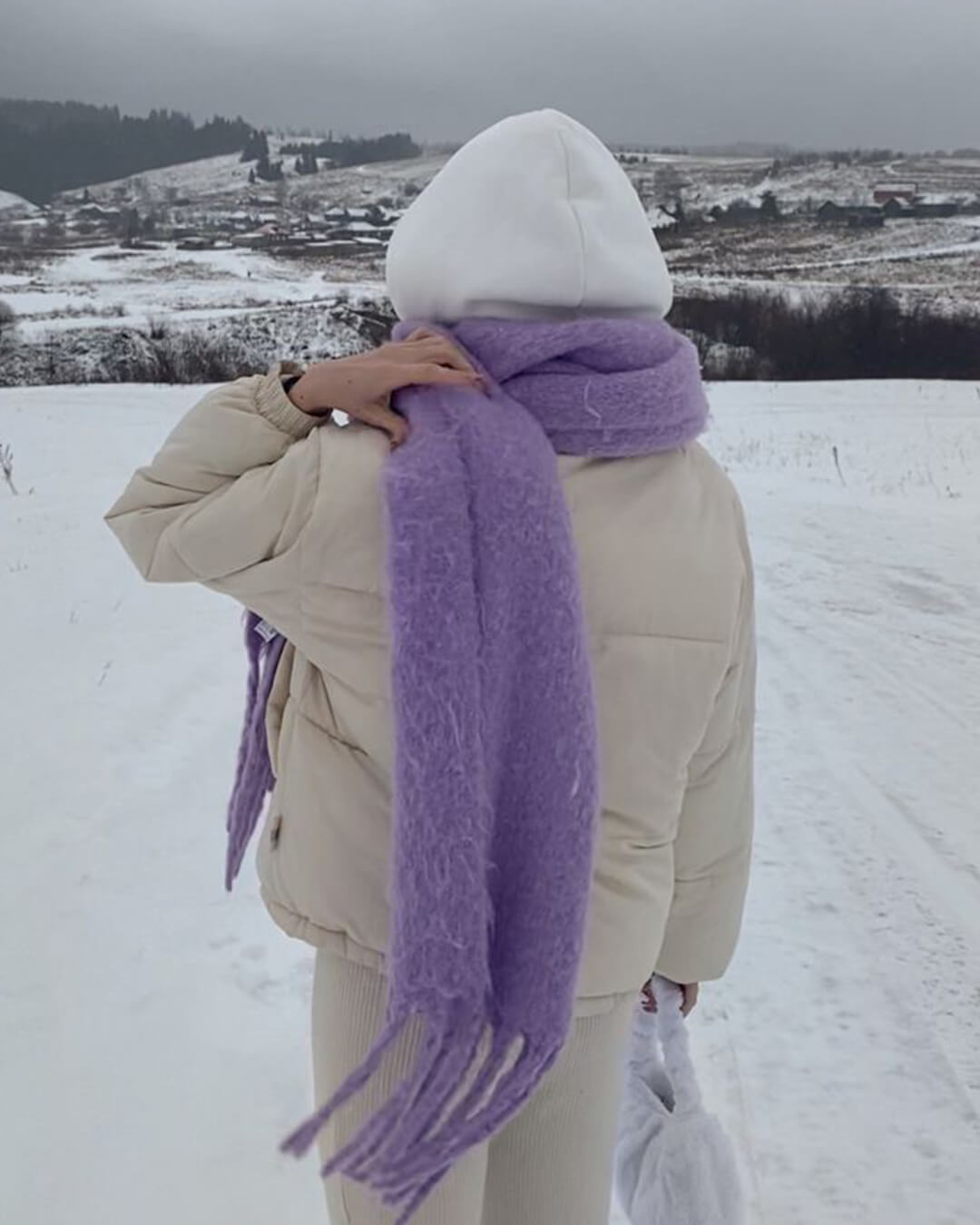 Tanya vinter skjerf med frynser