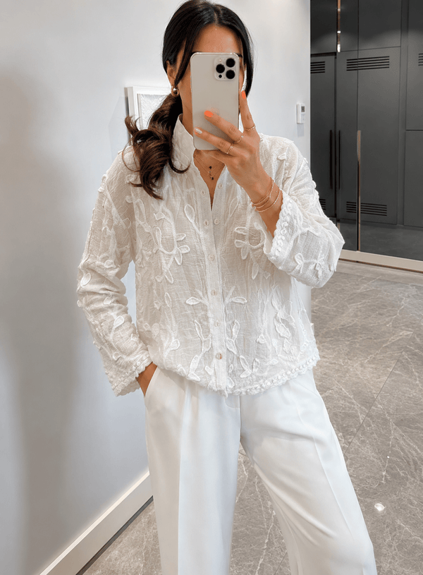 Tina Long Sleeve Embroidered Blouse