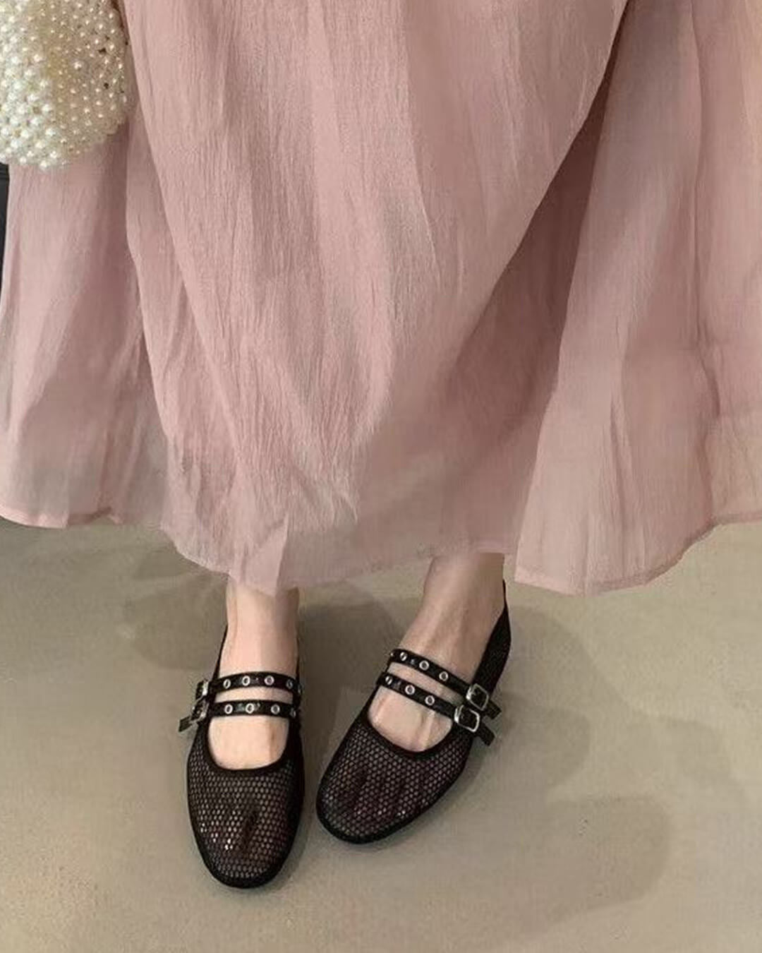 Valerie ballettsko i mesh med spenne