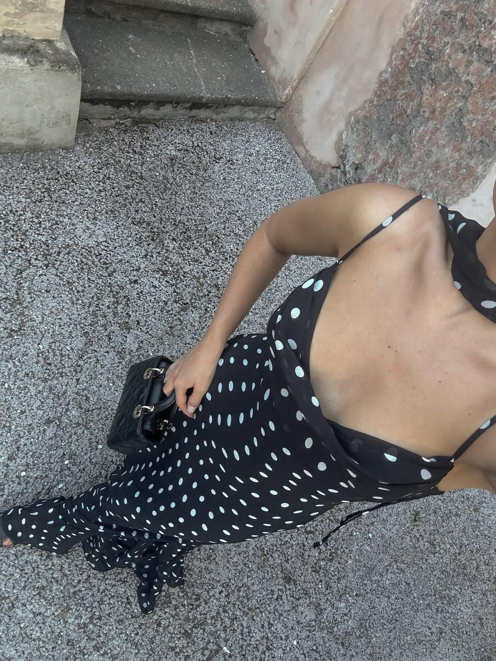 Valerie maxikjole med polkadotter