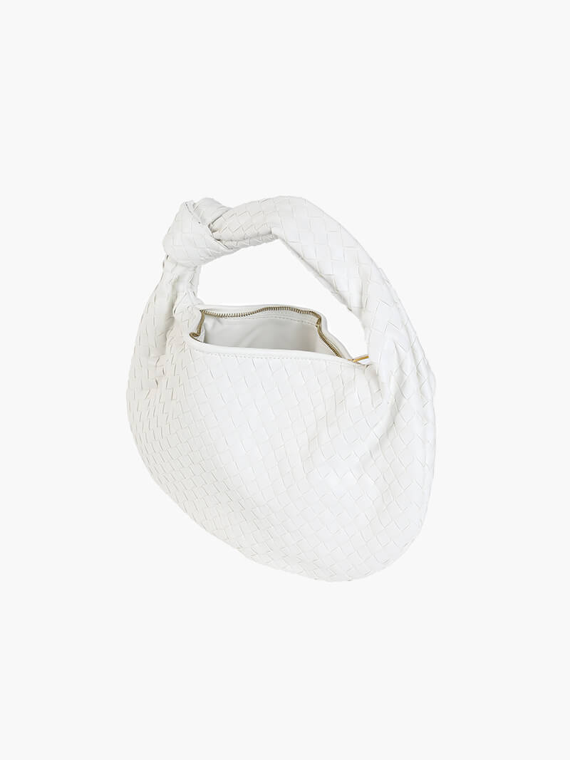 MAIE woven medium bag in white, side view