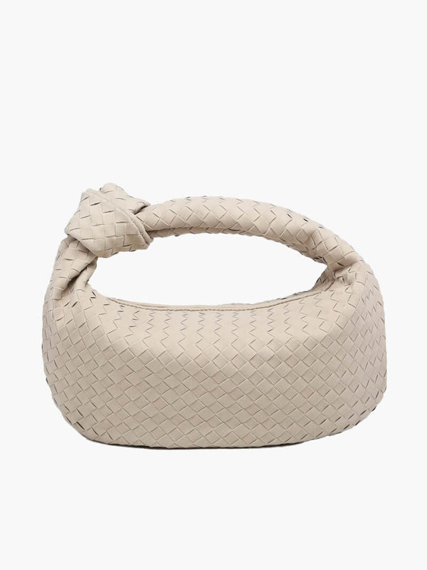 Mellomstor vevd veske i semsket skinn